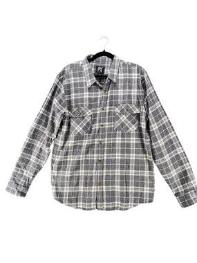 PX Shirt Mens XL Gray Plaid Cotton Flannel Long Sleeve Button Up *NWT*